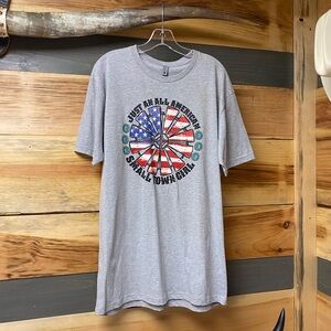 NWOT Next Level Apparel Heather Gray Women’s T Shirt. Unisex Size XL. Patriotic